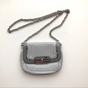 Coach small gray chain crossbody clutch bag